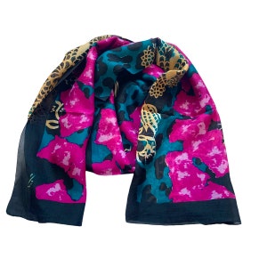Silk Scarf Blue Pink Gorgeous Blue Pink Multicoloured Reversible Silk Wrap Stole Neck Scarf Women Scarf 22x66 Inches