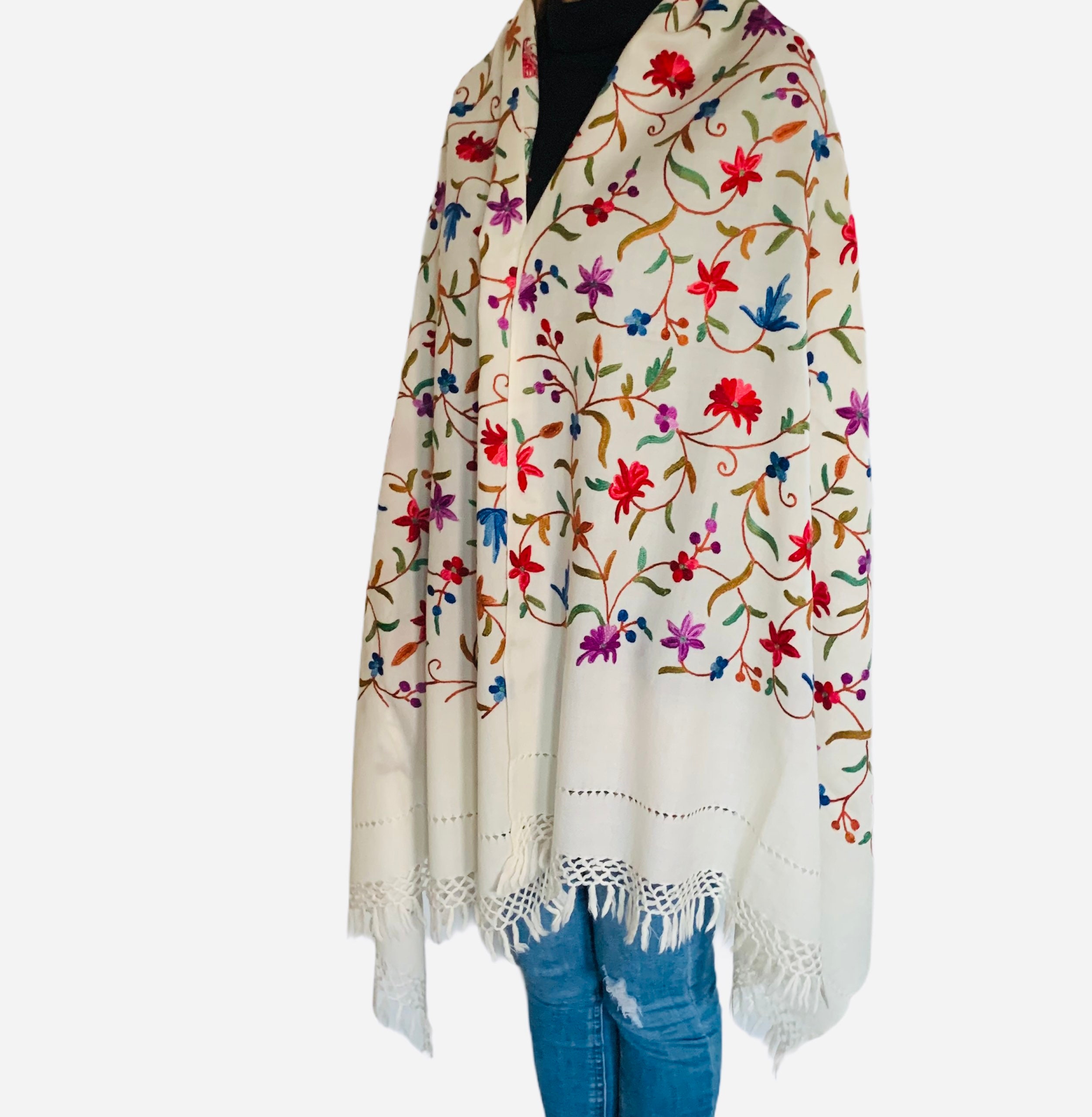 ミューラルmurral ice flower embroidery scarf