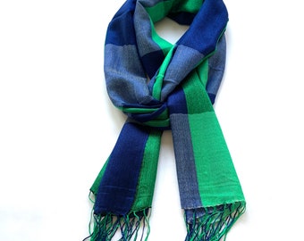 【関税＆送料込み】ChloAC Scarves Chek Multicolour Silk Wool Scarf/shawl/wrap 28x80inches - Etsy