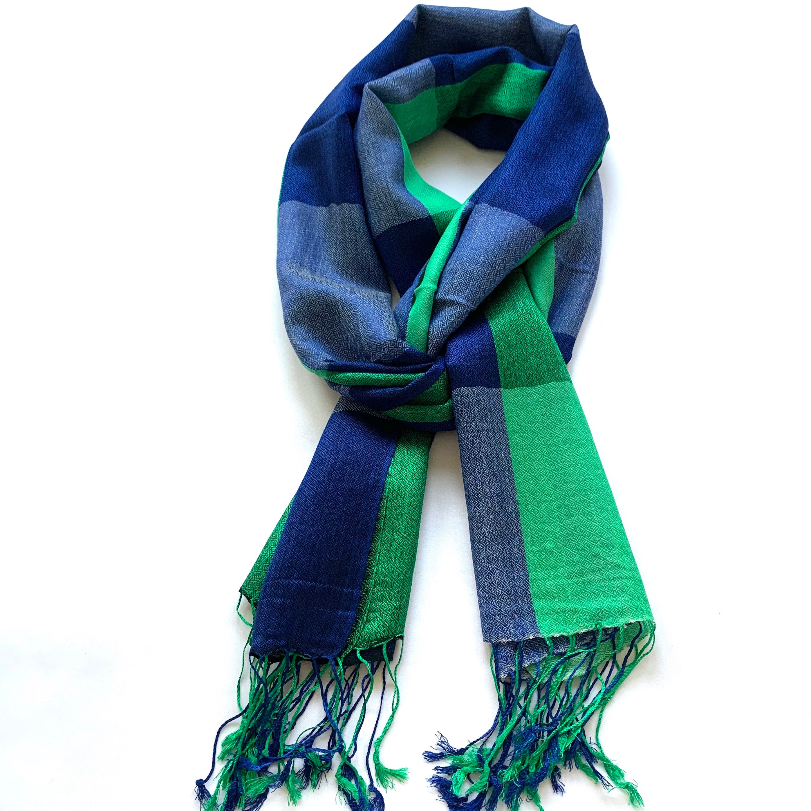 Chek Multicolour Silk Wool Scarf/shawl/wrap 28x80inches - Etsy