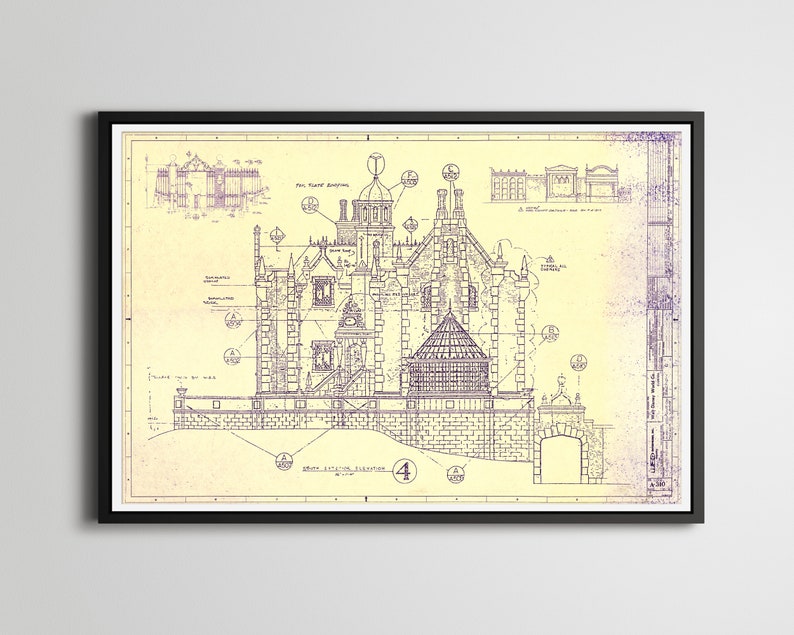 Haunted Mansion Blueprint POSTER up to full-size 24 x | Etsy