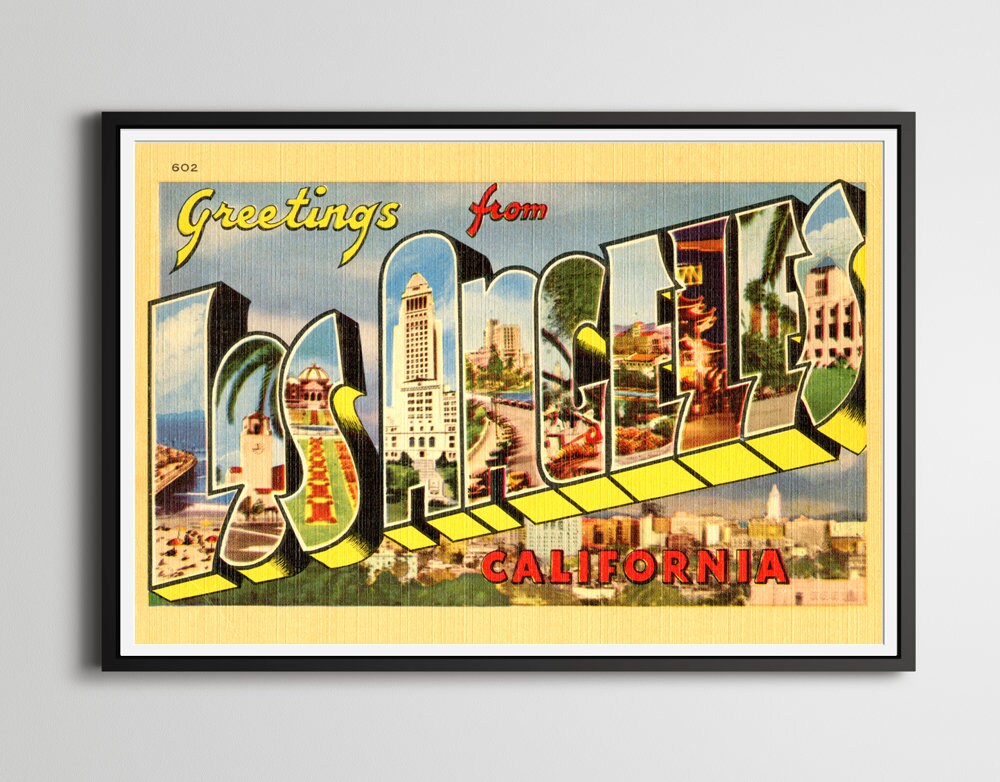 Los Angeles Large Letter Postcard POSTER full-size 24 | Etsy