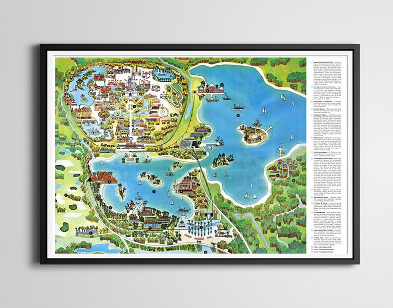 vintage 1971 disney world resort map poster up to full