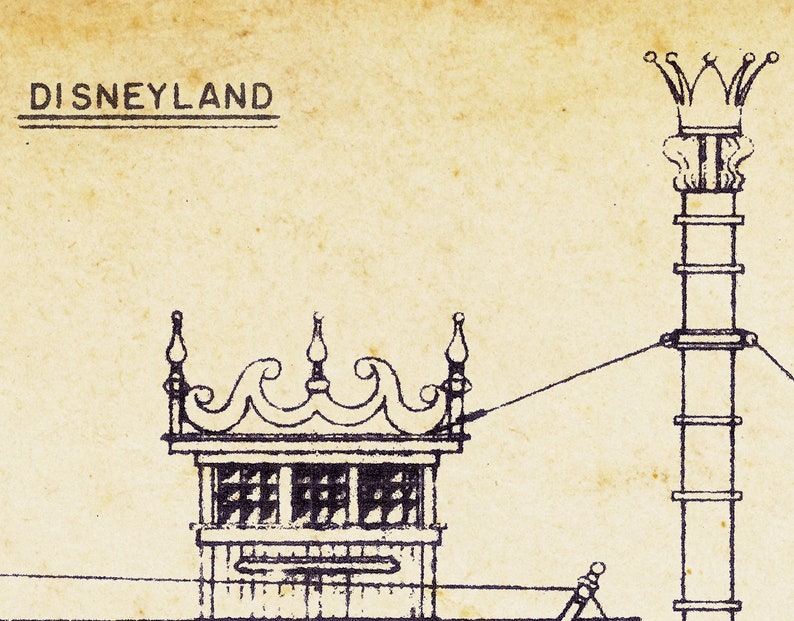 Disney Riverboat 24 x 36 or smaller Rivers of America Frontierland - Disneyland Vintage Mark Twain STEAMBOAT Blueprint POSTER!