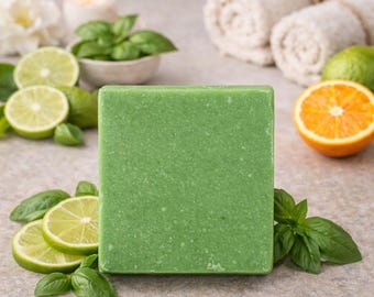 Savon au beurre de karité et au basilic et aux agrumes - Naturel fait main