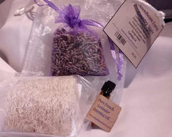 Mini coffret cadeau lavande - Huile essentielle de lavande française et luffa