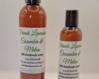 Lotion lavande concombre melon, huiles essentielles biologiques, fabrication américaine