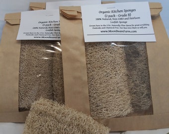 Kitchen Sponge - 100% Natural Organic Untreated - Grown in USA