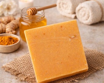 Savon au curcuma et au miel et à l'orange - Barre naturelle faite main