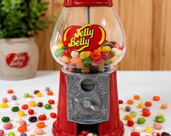 Jelly Belly Countertop Candy Dispenser | Red Vintage Style Gumball Machine | Jelly Bean Display | Candy Store Decor | Kitchen Collectible