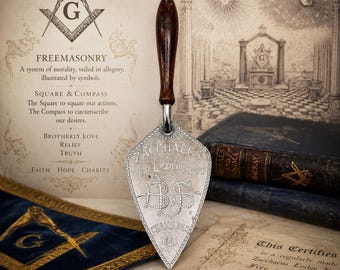 Antique Masonic Pie Server – Golden West Lodge No 143 Petaluma California – Engraved Freemason Cake Server  – Vintage Lodge Collectible