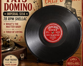 Fats Domino What's the Matter Baby 78 RPM Imperial 5114 | Tired of Crying | Vintage Rock & Roll Shellac Record | Play Tested