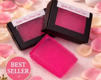 Savon pour le visage à la rose dorée, savon à la glycérine fait main