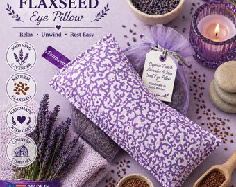 Eye Pillow - Organic Lavender & Flax Seed – Heat Therapy, Neck Warmer