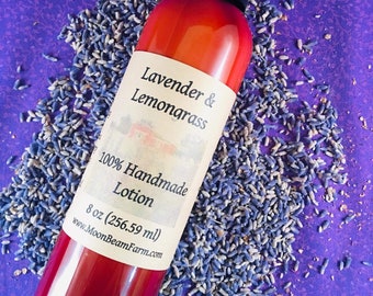 Handmade Lavender Lemongrass Lotion, All Natural Body Lotion (8oz)