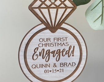Personalized Engagement Ring Ornament: Our First Christmas Engaged