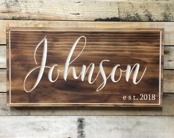 Farmhouse Decor,Home Sign, Last Name Sign, Our First Home, Established Sign, bedroom decor, fixer upper style, last name decor