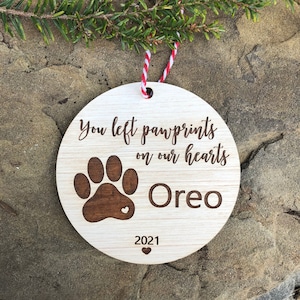 Personalized Pet Memorial Ornament: Engraved Dog Cat Name, Christmas Ornament