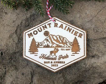Personalized Mount Rainier National Park Christmas Ornament