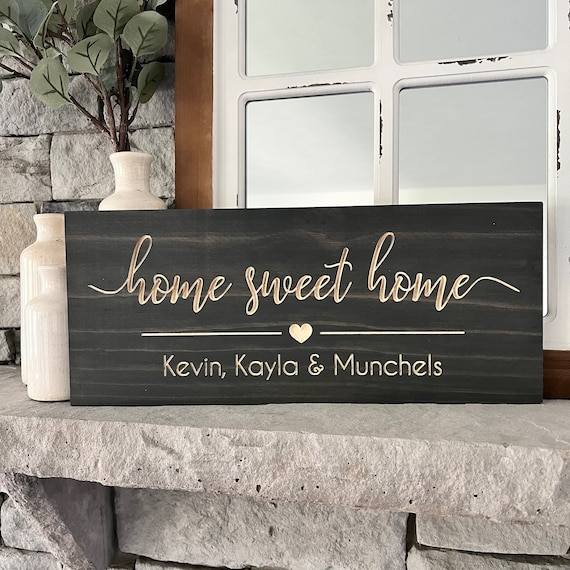 Home Sweet Home, First Home sign, Family Name sign, Closing gift, Custom Wood Sign, Housewarming Gift, Family sign, Wedding Gift