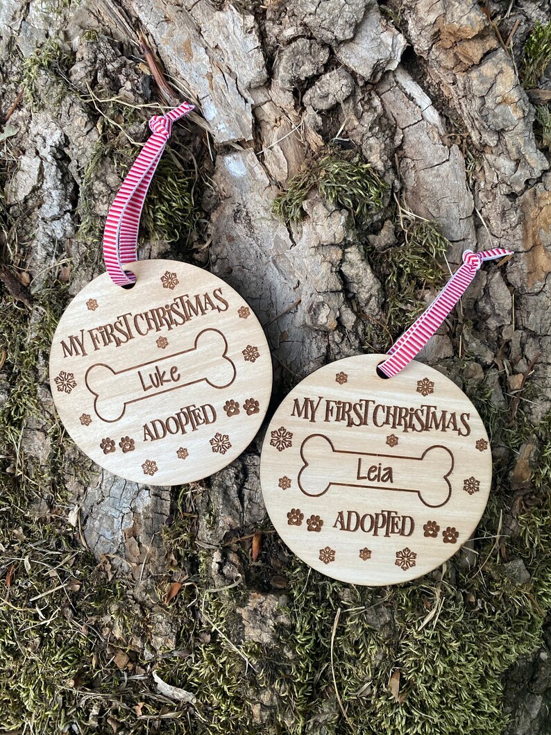 Personalized Dog Ornament, Gift for Dog Lovers, Dog's First Christmas, Puppy Adoption, Pet Ornament, Christmas Ornaments, Dog Adoption Gifts image 3