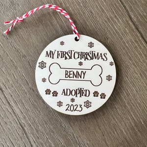 Personalized Dog Ornament, Gift for Dog Lovers, Dog's First Christmas, Puppy Adoption, Pet Ornament, Christmas Ornaments, Dog Adoption Gifts image 2