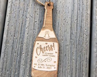Anniversary gift, Wedding gift, Wedding ornament, Champagne Bottle, Anniversary Ornament, Couples Gift, Wedding Gift, Engagement Gift