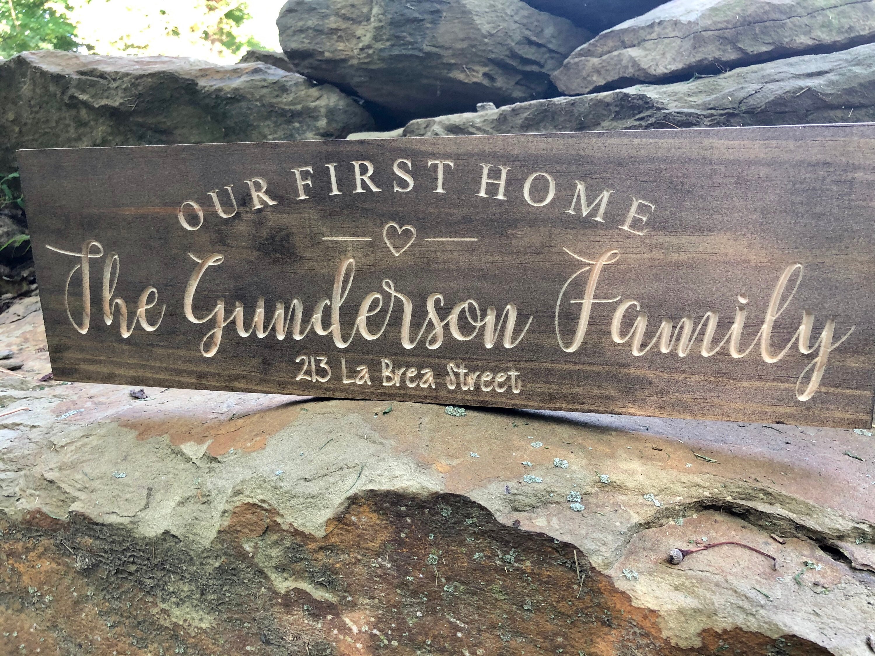 Custom Carved Wood Sign: Our First Home, Family Name, Established Date ...