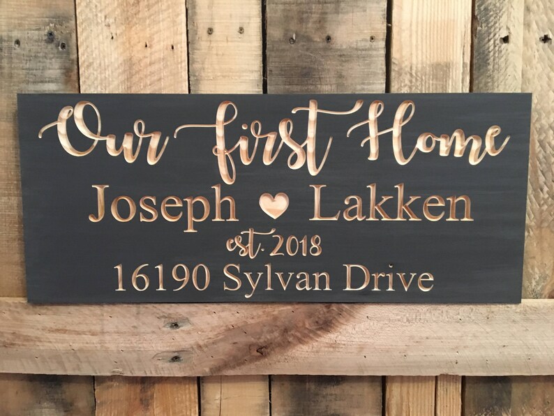 Nuestro Primer Signo De Casa Regalo De Bienvenida Signo De Etsy