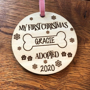 Personalized Dog Ornament, Gift for Dog Lovers, Dog's First Christmas, Puppy Adoption, Pet Ornament, Christmas Ornaments, Dog Adoption Gifts image 4