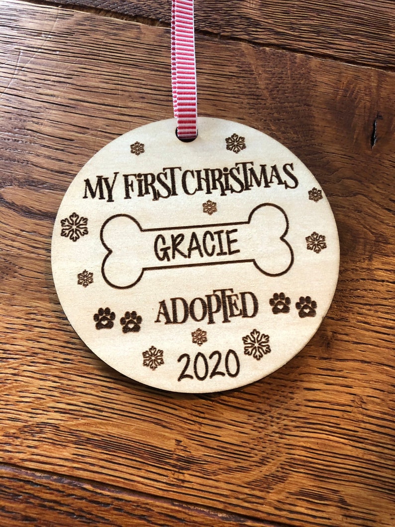 Personalized Dog Ornament, Gift for Dog Lovers, Dog's First Christmas, Puppy Adoption, Pet Ornament, Christmas Ornaments, Dog Adoption Gifts image 4