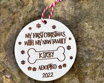 Pet adoption Ornament, Animal Adoption, Dog ornaments, Pet Christmas ornament, Gift for dog lovers, Dogs First Christmas, Dog mom Cat mom