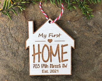My First Home House Ornament, New Home, First time buyer gift, Realtor Gift, Moving Gift, Christmas Ornament Neighbor gift, Address Ornament