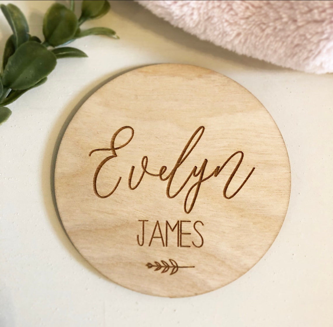 Baby Announcement Baby Showe Baby Name Disc Wooden Baby - Etsy