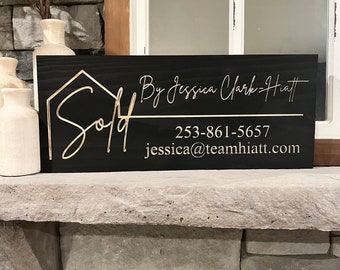 Custom "Sold" Realtor Sign: Real Estate Closing Gift, Wood Photo Prop