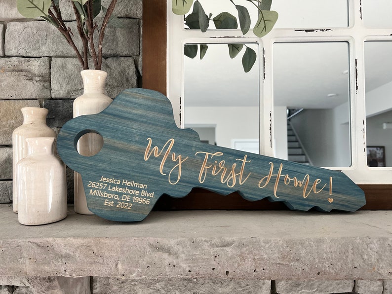 My First Home Key Sign: Custom Carved Wood, Realtor Closing Gift - Etsy