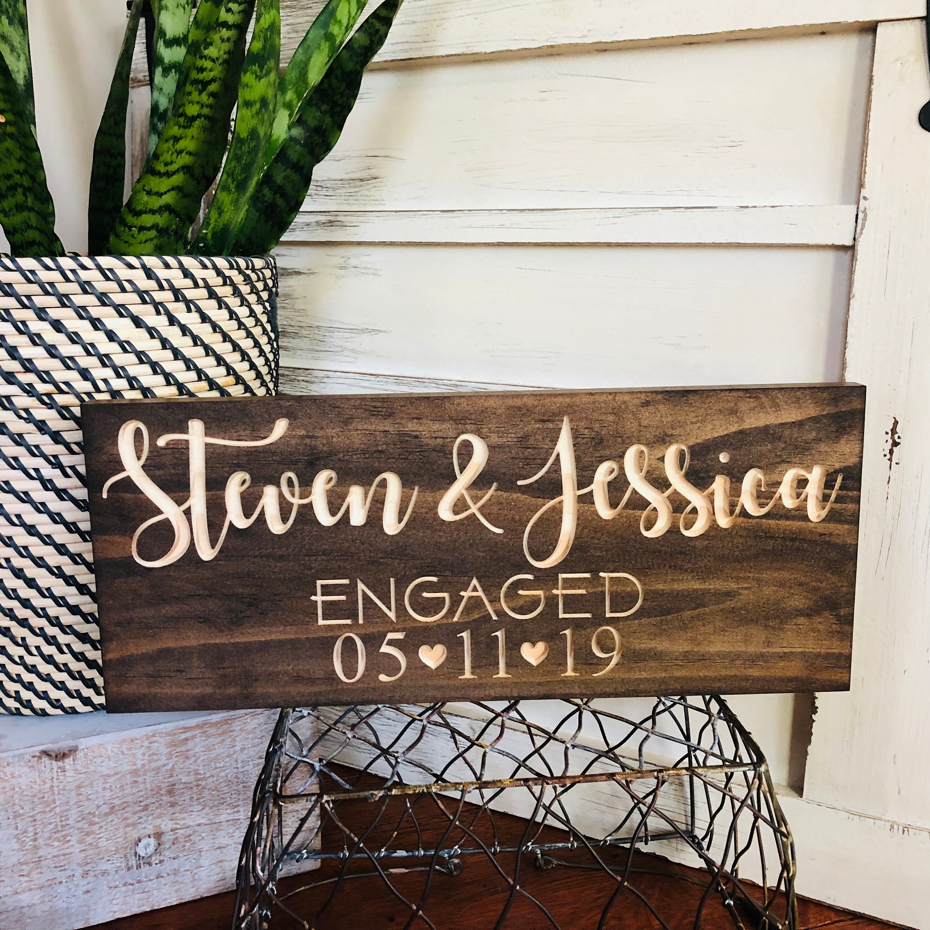 Custom Wedding Sign, Engaged Announcement Sign, Rustic Wedding Sign ...