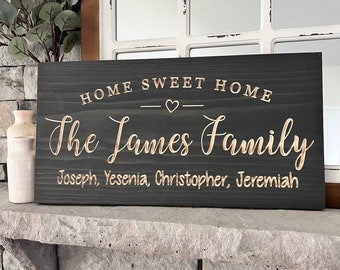 Home Sweet Home, First Home sign, Family Name sign, Closing gift, Custom Wood Sign, Housewarming Gift, Family sign, Wedding Gift