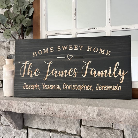 Home Sweet Home, First Home sign, Family Name sign, Closing gift, Custom Wood Sign, Housewarming Gift, Family sign, Wedding Gift