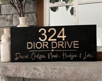Custom Carved Wood Address Sign: New Home Gift