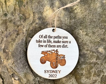 4 Wheeler, Quad, Racing, Christmas Ornament, Engraved Gift, Adventure, Travel, Christmas, motorsports, race track, dirt track racing