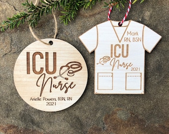 ICU Nurse Ornament, Christmas Ornament, Nursing gifts, Gift for New Nurse, Scrubs Ornament, Nurse graduation gift, Gift for nurse, New Job