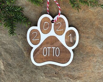 Pet Lover Paw Print Ornament, Pets First Christmas, Christmas ornament, Pet ornament, Dog or Cat Adoption Gift, Dog Mom, Cat Mom