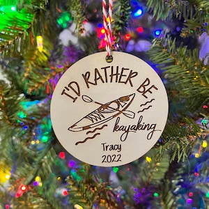 Personalized Kayaking Christmas Ornament: Engraved Water Sport Gift