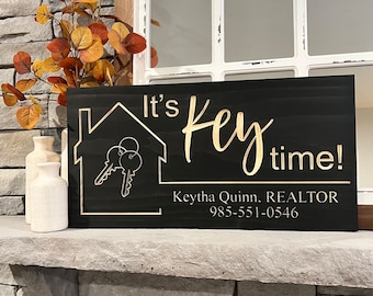 It's Key Time Sign: Custom Real Estate Closing Gift, Realtor Photo Prop