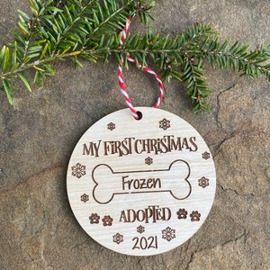 Personalized Dog Ornament, Gift for Dog Lovers, Dog's First Christmas, Puppy Adoption, Pet Ornament, Christmas Ornaments, Dog Adoption Gifts image 1