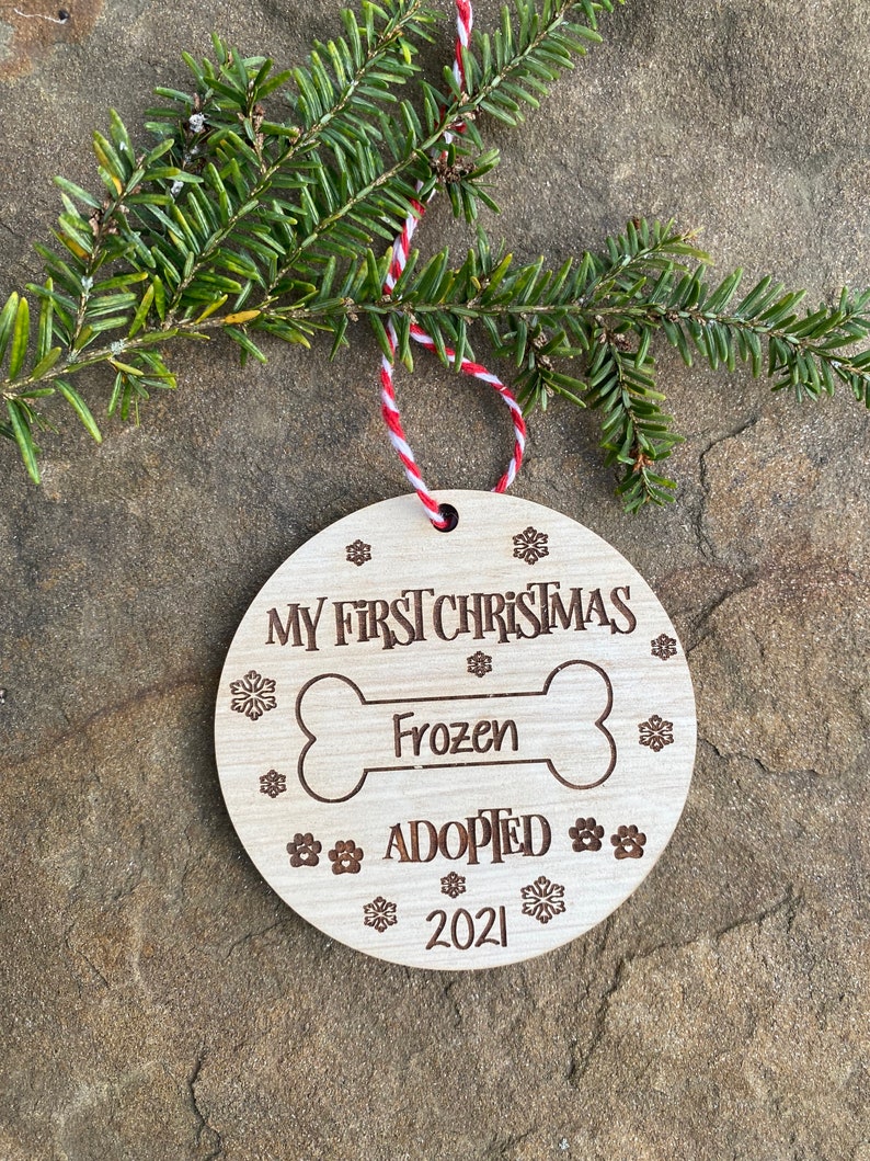 Personalized Dog Ornament, Gift for Dog Lovers, Dog's First Christmas, Puppy Adoption, Pet Ornament, Christmas Ornaments, Dog Adoption Gifts image 1