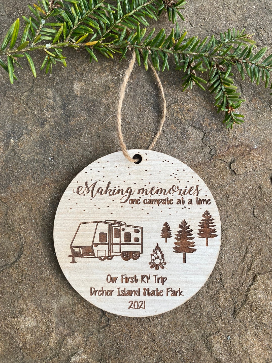 Personalized Camping Ornament: Engraved Travel Trailer, Happy Camper ...
