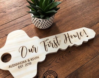 Our first home key, Custom wood signs, Realtor Sign, Closing Gift, Housewarming gift, Homeowner gift, Realtor Gift, Custom name signs