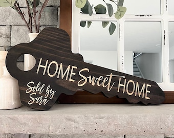 Home Sweet Home Key, Sign for realtors, Sold by sign, Housewarming gift, Closing Sign for pictures, Realtor Gift, Gift for homeowners